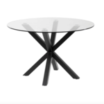 Eettafel – Ø 120 cm – Glas / Zwart Kave Home, Argo, Zwart